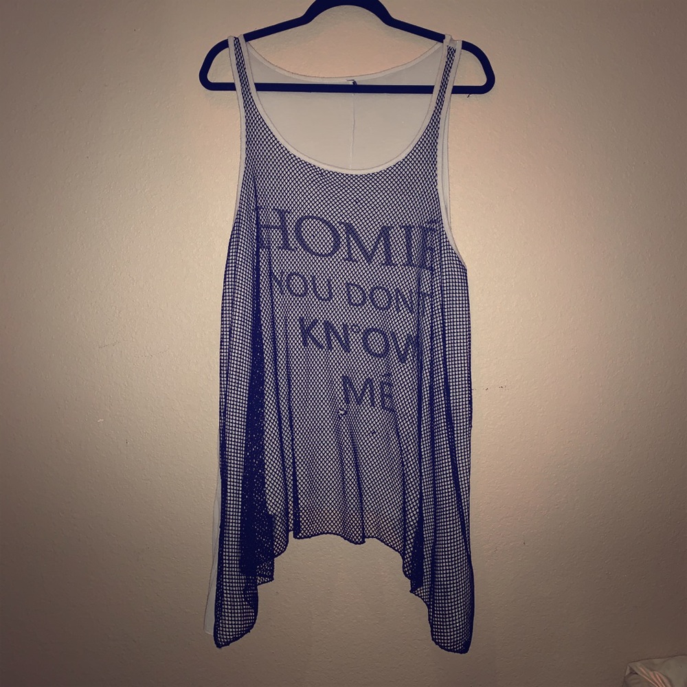 “Homie you don’t know me” layered tank top